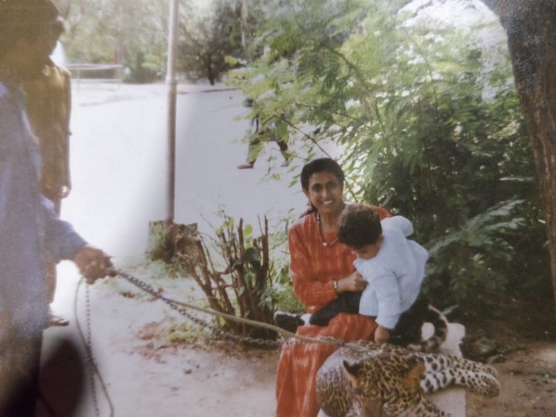 Fouaad Mirza at the age of 2 trying to catch the tail of a panther