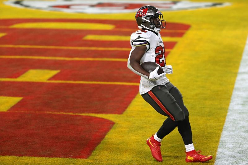 Tampa Bay Buccaneers running back Leonard Fournette during Super Bowl LV.