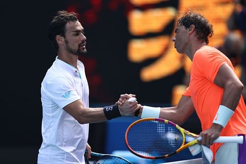 Rafael Nadal & Fabio Fognini following their fourth-round match at the 2021 Australian Open