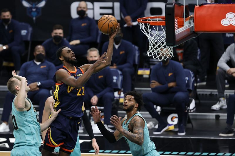 Andrew Wiggins (#22) of the Golden State Warriors in action