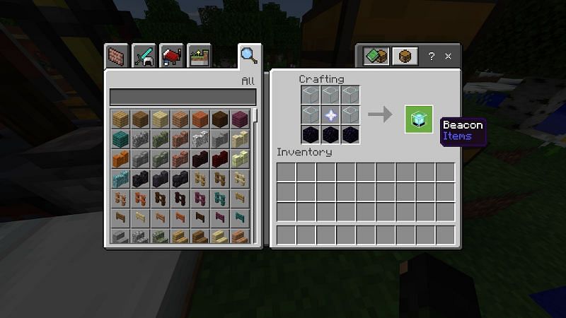 To craft one, head to a crafting table with your nether star, 3 obsidian and 5 glass.