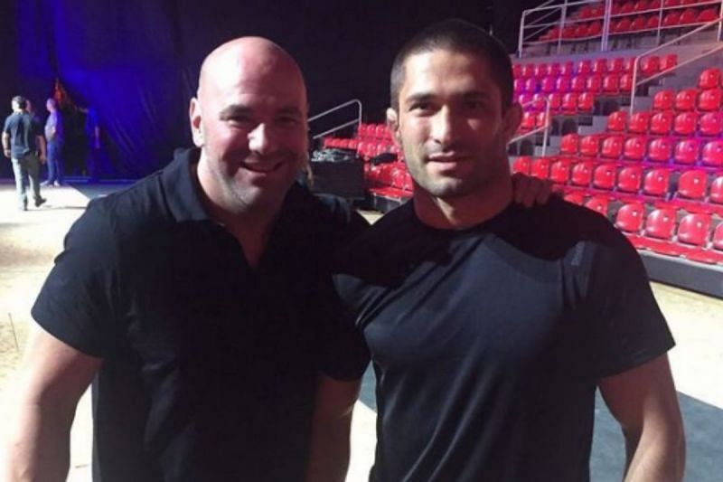 Khetag Pliev with UFC President Dana White. (Image credit: @khetag_pliev via Instagram)