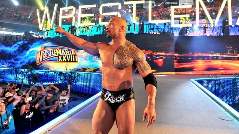 The Rock at WrestleMania 28.