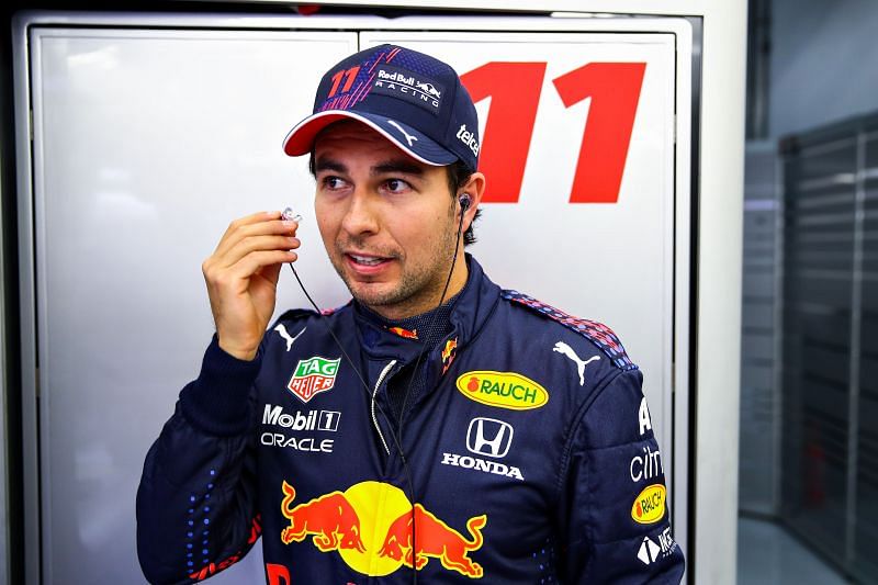 Sergio Perez of Red Bull Racing prepares to drive ahead of the 2021 Bahrain GP qualifying. Photo: Mark Thompson/Getty Images.