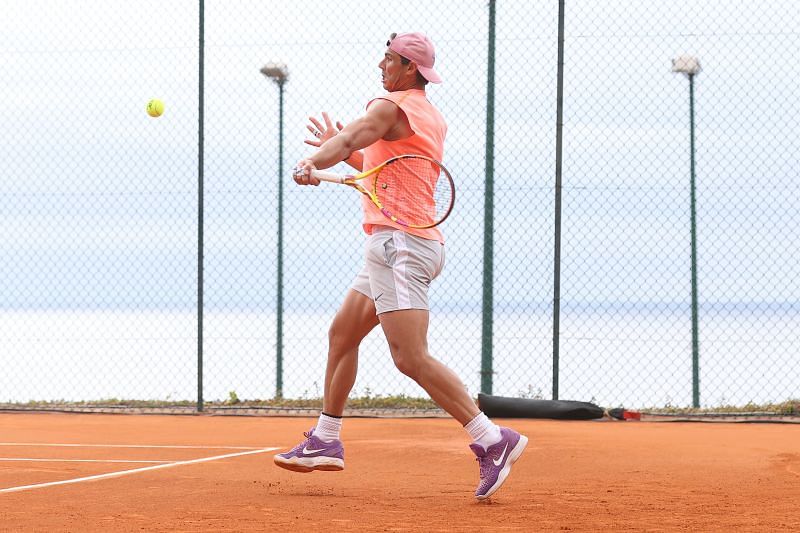 Rafael Nadal in one of his training sessions at the Rolex Monte-Carlo Masters