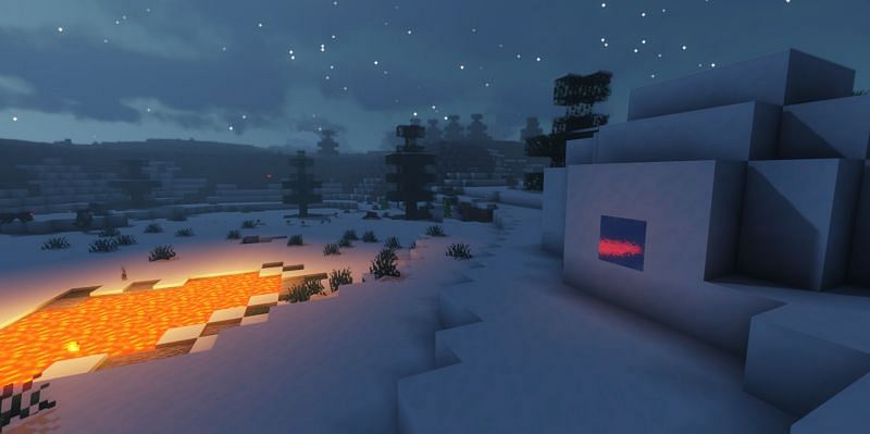 Shown: An Igloo next to a naturally spawning Lava pool (Image via Minecraft) Enter caption