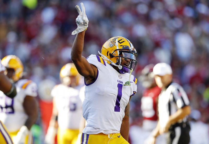 Ja&#039;Marr Chase celebrates against Alabama.