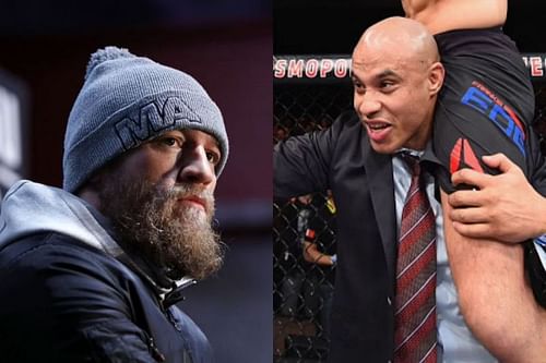 Ali Abdelaziz [R] has clapped back at Conor McGregor [L] for threatening coach Trevor Wittman