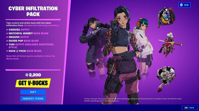 Cyber Infiltration pack costs 2,200 V-Bucks (Image via Fortnite, Epic Games)