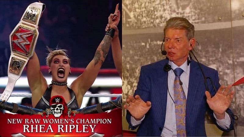 Rhea Ripley and Vince McMahon.