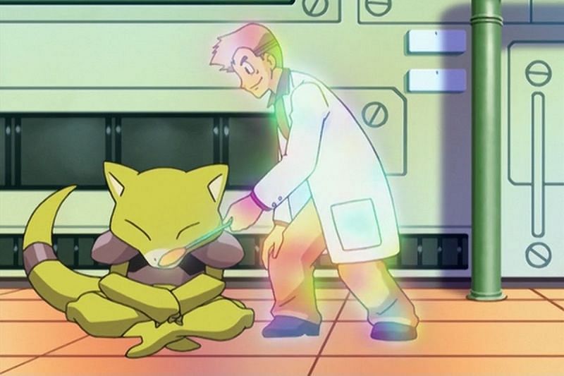 Abra removing Professor Oak from its personal space (Image is The Pokemon Company)