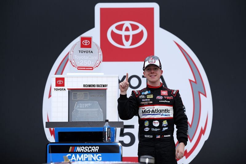 John Hunter Nemechek in the winner&#039;s circle at Richmond. (Photo by Sean Gardner/Getty Images)