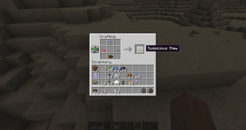 Suspicious stew crafting Minecraft (Image via Reddit)