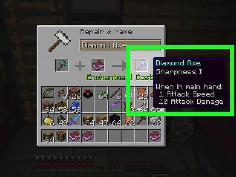 The Sharpness enchantment in Minecraft (Image via wikihow)