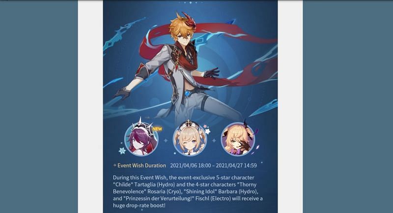 The 4-star characters of the Childe banner (Image via miHoYo)