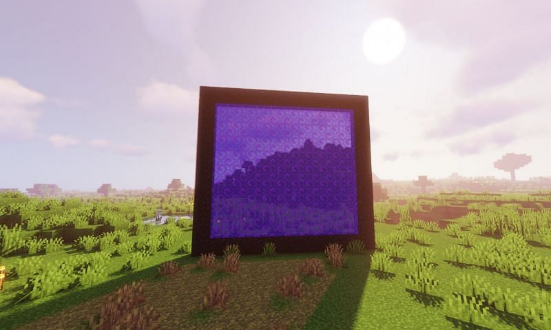 A giant Nether Portal (Image via Minecraft)
