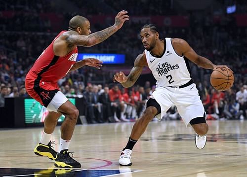 Kawhi Leonard in action against the Houston Rockets