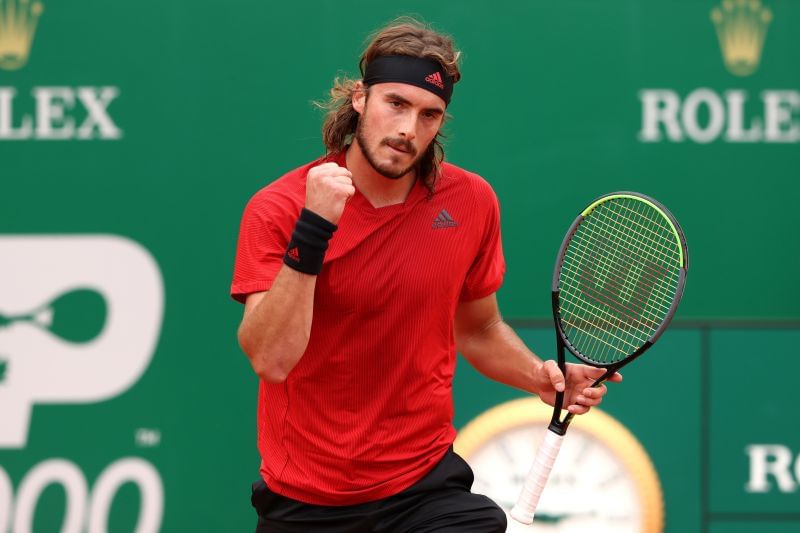 Stefanos Tsitsipas pumps his fist