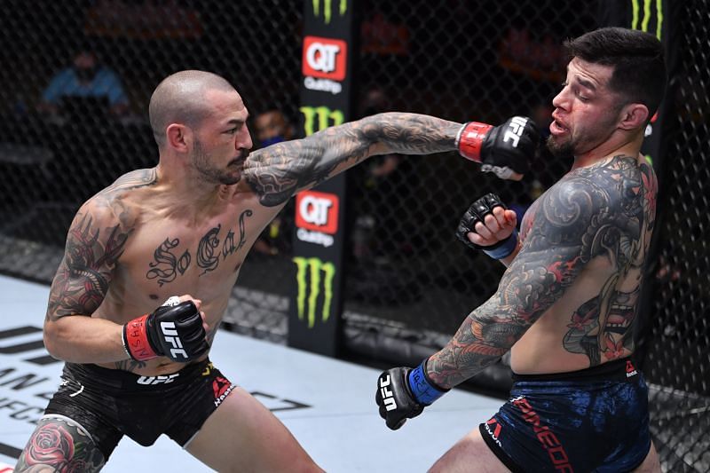 Can veteran Cub Swanson (left) turn back the challenge of Giga Chikadze (right) this weekend?