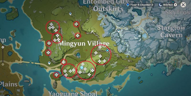 Genshin Impact map: Mingyun Village