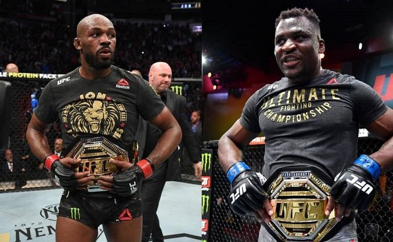 Jon Jones (left) and Francis Ngannou (right)