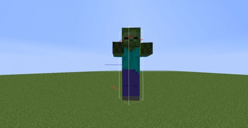 The hitbox on a zombie image via Minecraft forum