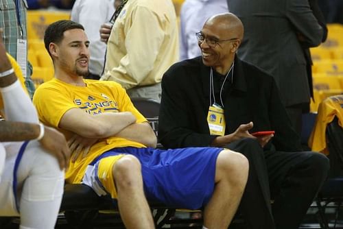 Klay Thompson and his father Mychal Thompson [Image: Scott Strazzante/The Chronicle]