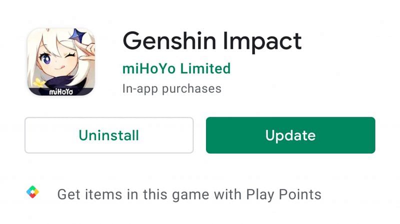 Genshin Impact update through Google Play Store