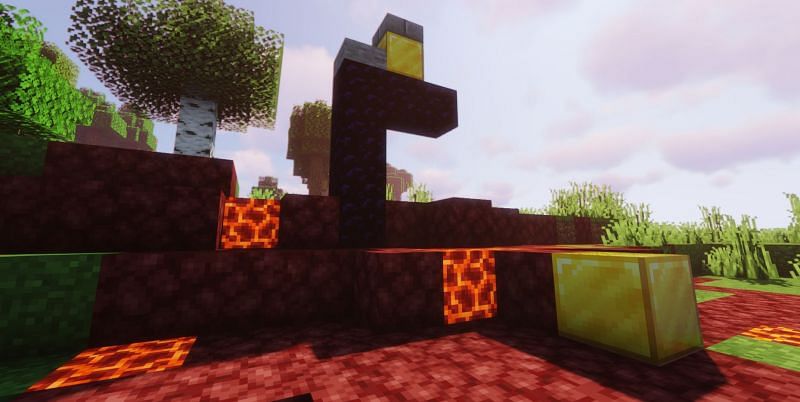 Shown: A surface-level Ruined Portal (Image via Minecraft)