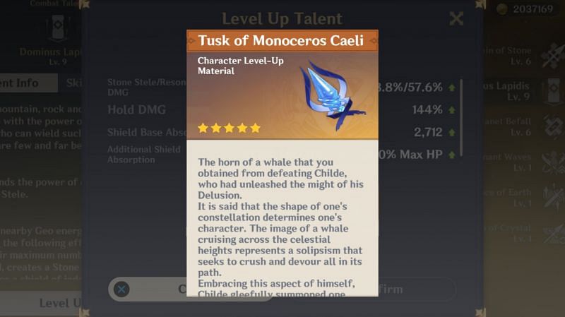 Tusk of Monoceros Caeli is a drop from Childe