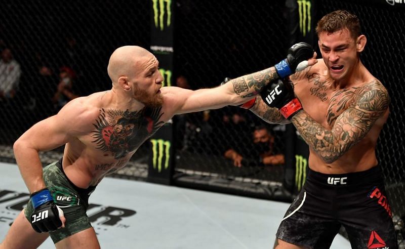 Conor McGregor (left); Dustin Poirier (right)