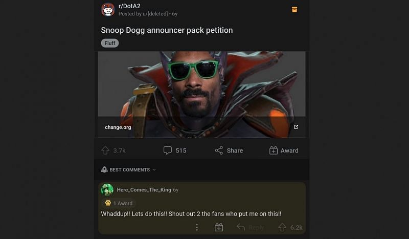 Snoop Dogg&#039;s response to the Reddit post