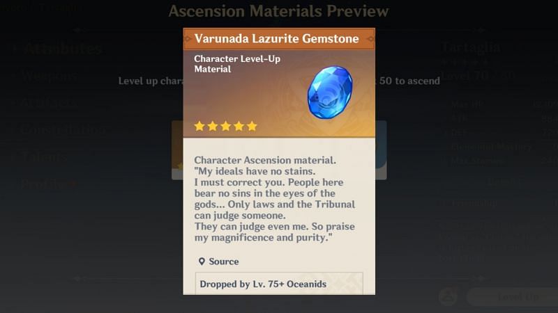 Varunada Lazurite Gemstone in Genshin Impact