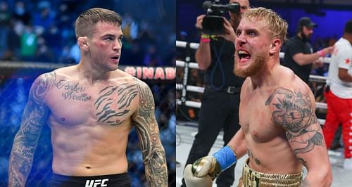 Dustin Poirier (Left) does not expect anything less than a third-round KO win over Jake Paul (Right)