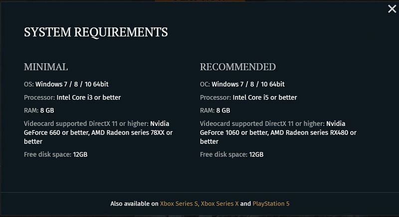 Enlisted system requirements