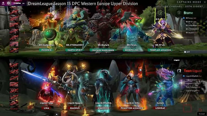 The match 1 draft (Image via DreamLeague)