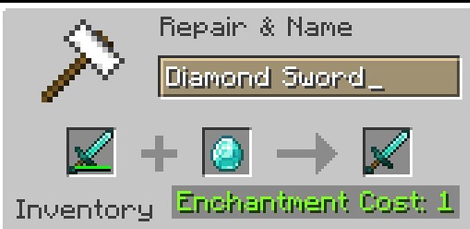 Shown: A player repairing his barely damaged Diamond Sword for one level (Image via Minecraft)