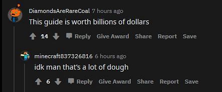 Shown: Redditors debating the worth of the OP&#039;s build (Image via Minecraft)