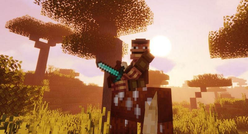 Shown: An armed Monke riding a horse, looking for his next victim (Image via Minecraft)