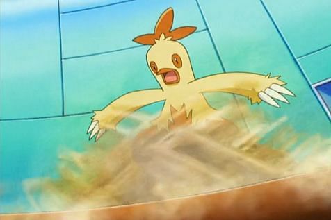 A Pokemon getting hit by Sand Tomb in the anime (Image via The Pokemon Company)