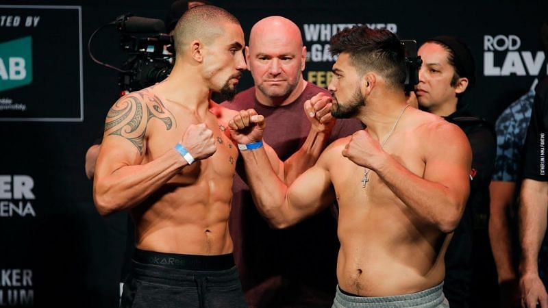 Robert Whittaker vs Kelvin Gastelum at the UFC 234 weigh-ins