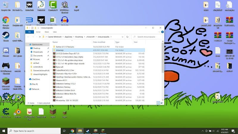 In this folder create a new folder with whatever filename you like. This folder will be your Resourcepack which contains your custom drawing. In this folder you will need to add a few files.