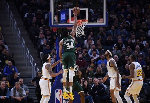 Milwaukee Bucks' Giannis Antetokounmpo could feast against the undersized Golden State Warriors