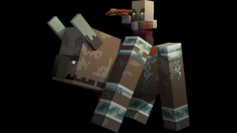 Ravager with a pillager on top (Image via Minecraft)