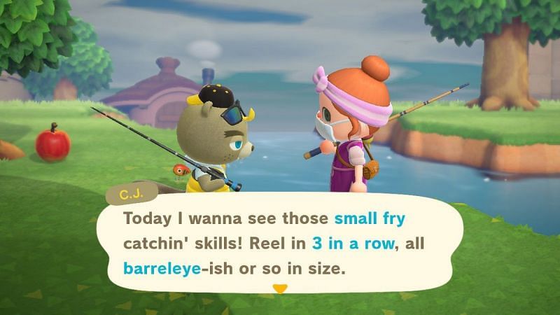 Catching three fish will give players bonus points (Image via Animal Crossing world)