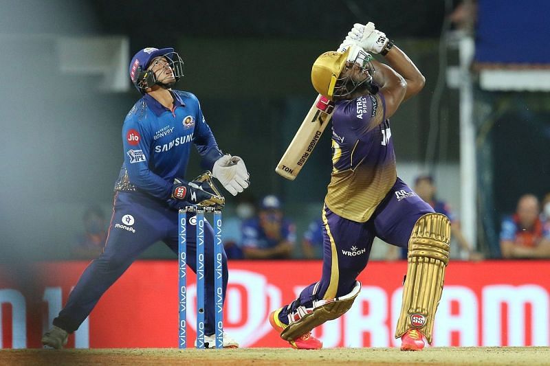 Andre Russell did a brilliant job with the ball but couldn&#039;t quite deliver with the bat in KKR&#039;s IPL 2021 game against MI (Image Courtesy: IPLT20.com)
