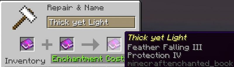 Shown: A player combining two powerful enchantments into one (Image via MInecraft)