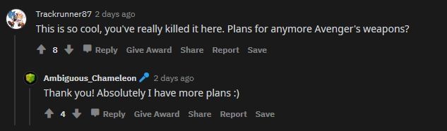 Shown: The OP plans to add more mods for Avengers weapons (Image via Reddit)