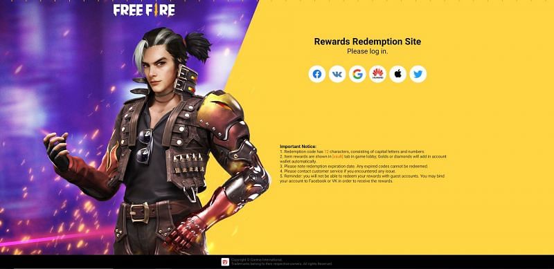 First, players have to visit the rewards redemption website