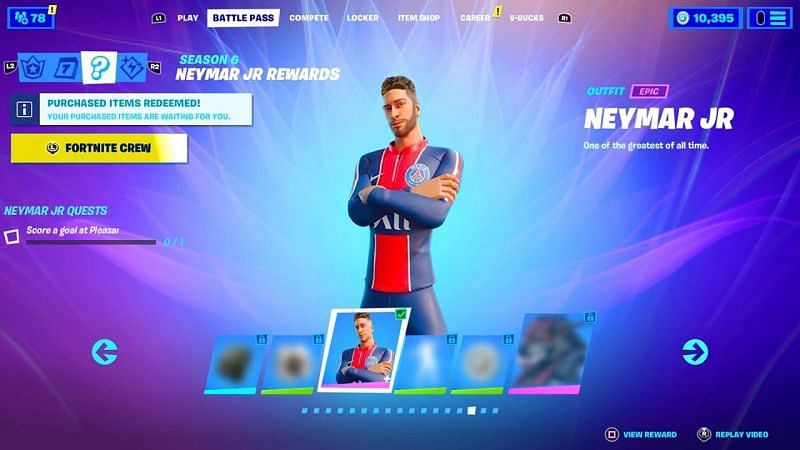 Neymar Jr is the first football player with skin in Fortnite